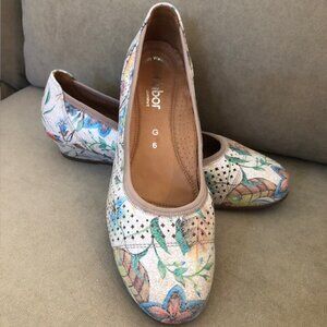 Gabor Rayah Printed Leather Shoes / Ballet Flat / Low Wedge, Size EU 39 / US 8.5